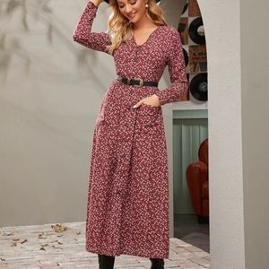 SHEIN FLORAL BUTTON DOWN LONG DRESS